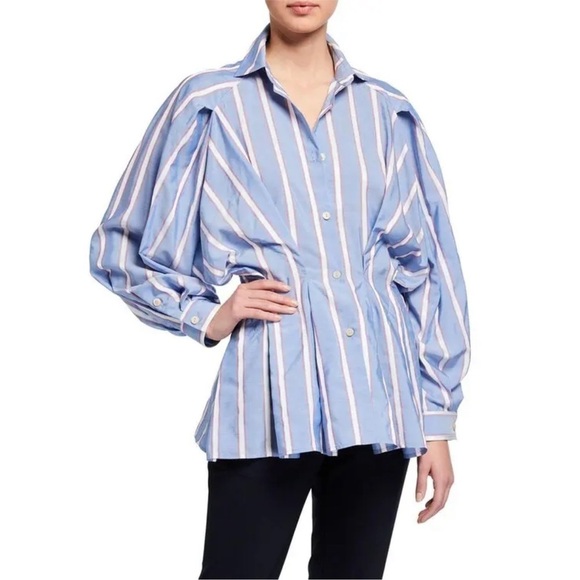 PALMER//HARDING Sunda Cinched-Waist Striped Shirt - Picture 1 of 8